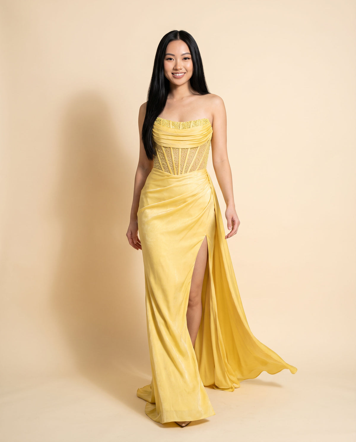 Robe Corset Ajustée Jaune
