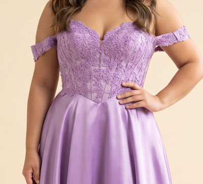 Robe princesse en satin Lilas