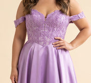 Robe princesse en satin Lilas