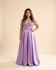 Robe princesse en satin Lilas