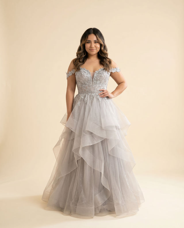Robe Avec Tulle À Étage Marine
