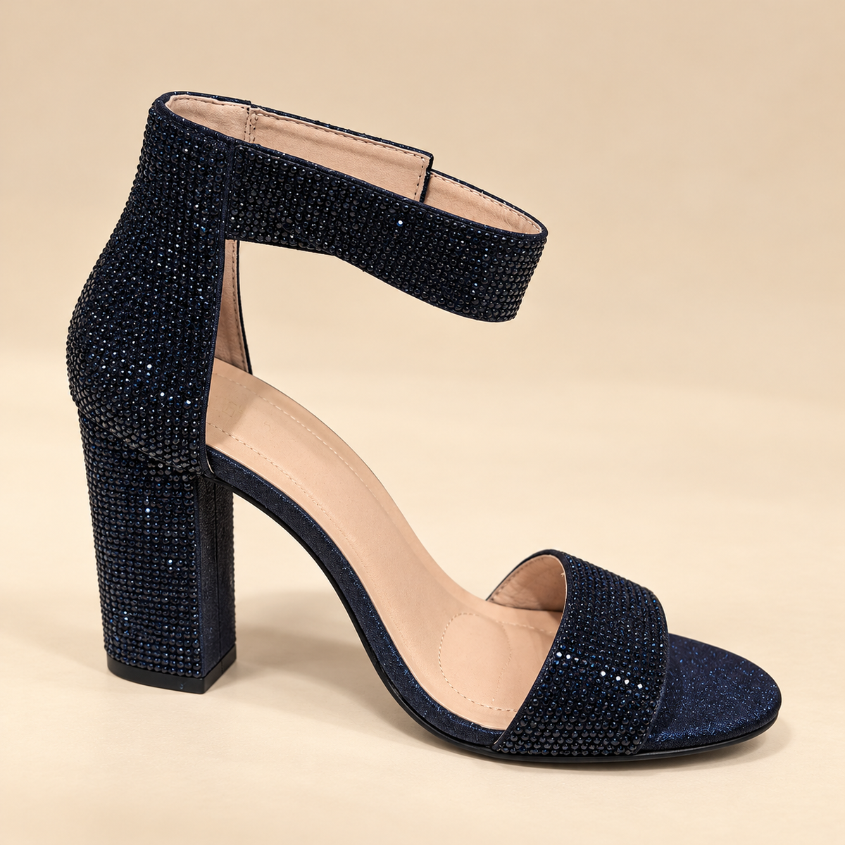 Sandales Brillantes À Bandes Larges Celina-16 NAVY/BRILLANT