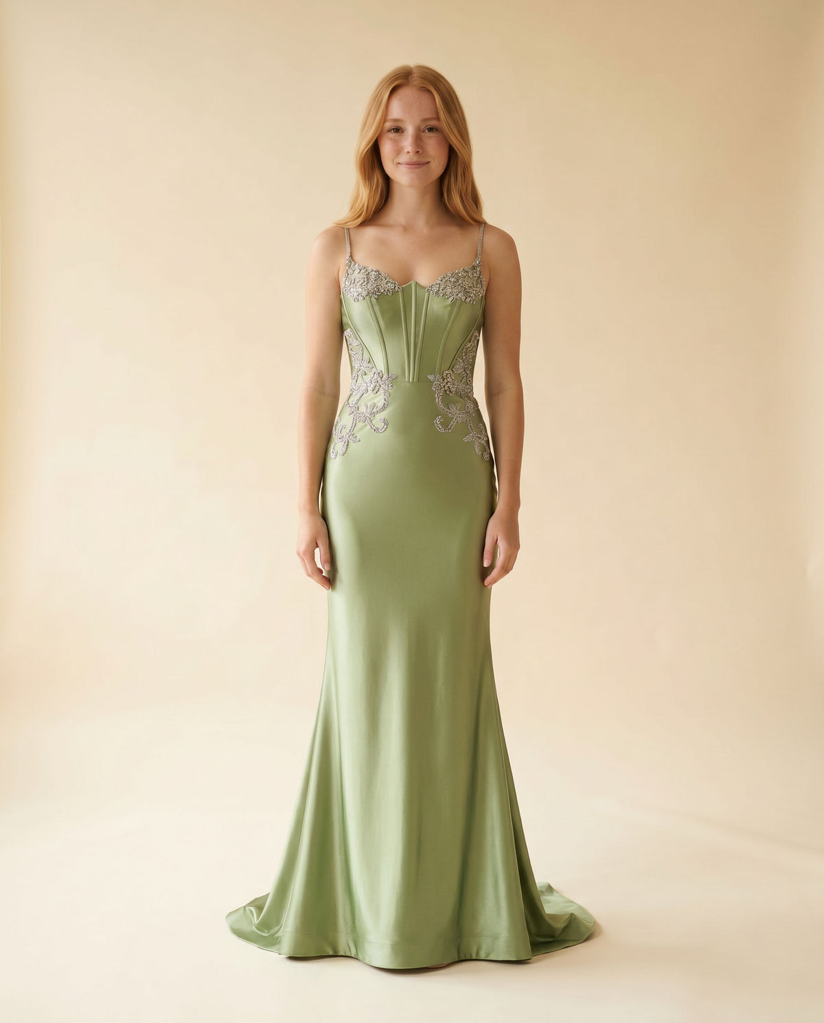 Robe En Satin Sauge