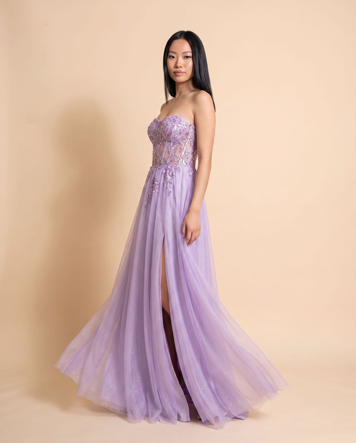 Robe Corset Bustier Avec Fente Lavande