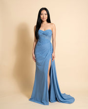 Robe En Chiffon Bleu