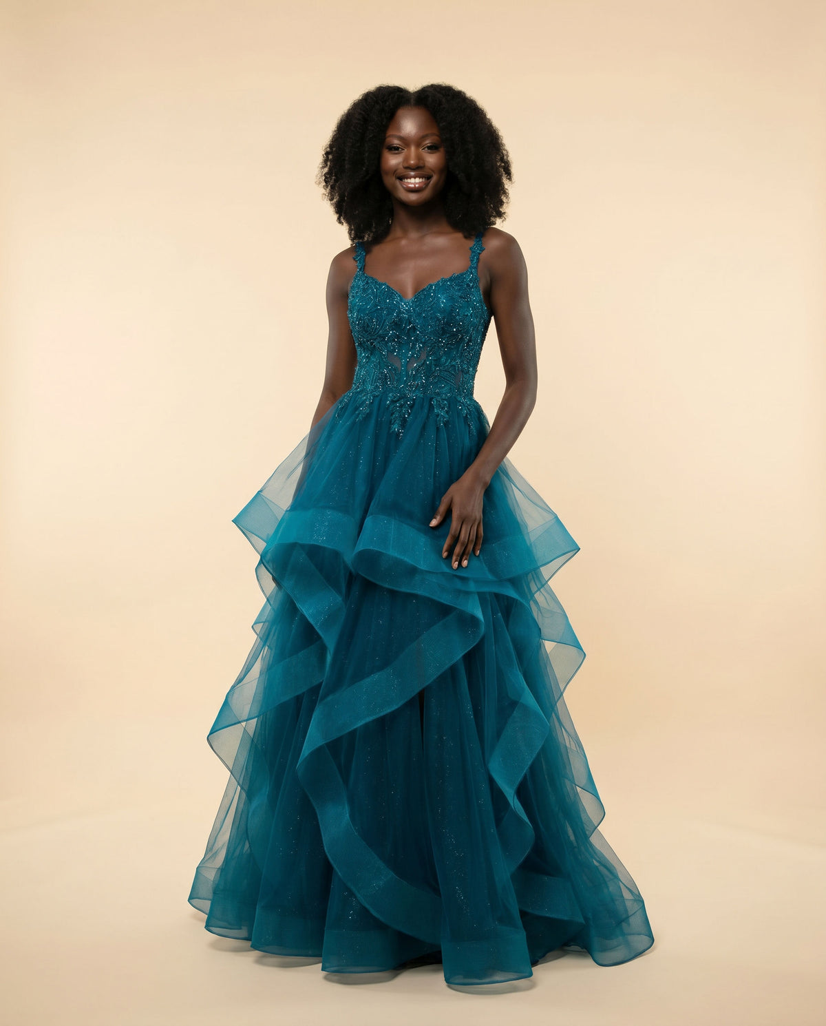 Robe Princesse À Volants Teal