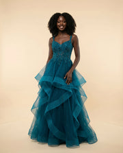 Robe Princesse À Volants Teal
