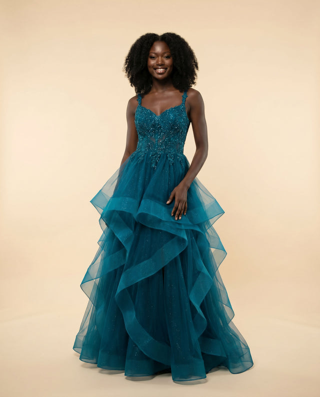 Robe Princesse À Volants Teal