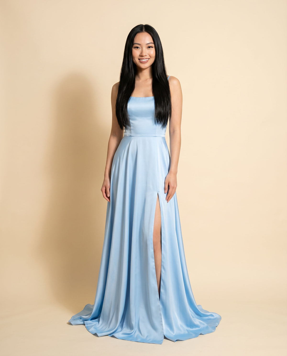 Robe En Satin Bleu Poudre