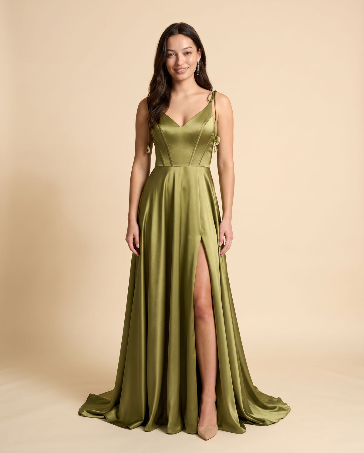 Robe À Corset En Satin Olive