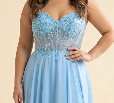 Robe Corset Et Jupe Fluide Bleu Desert