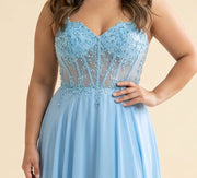 Robe Corset Et Jupe Fluide Bleu Desert
