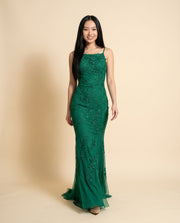 Robe Ajustée Dos Lacé Emeraude
