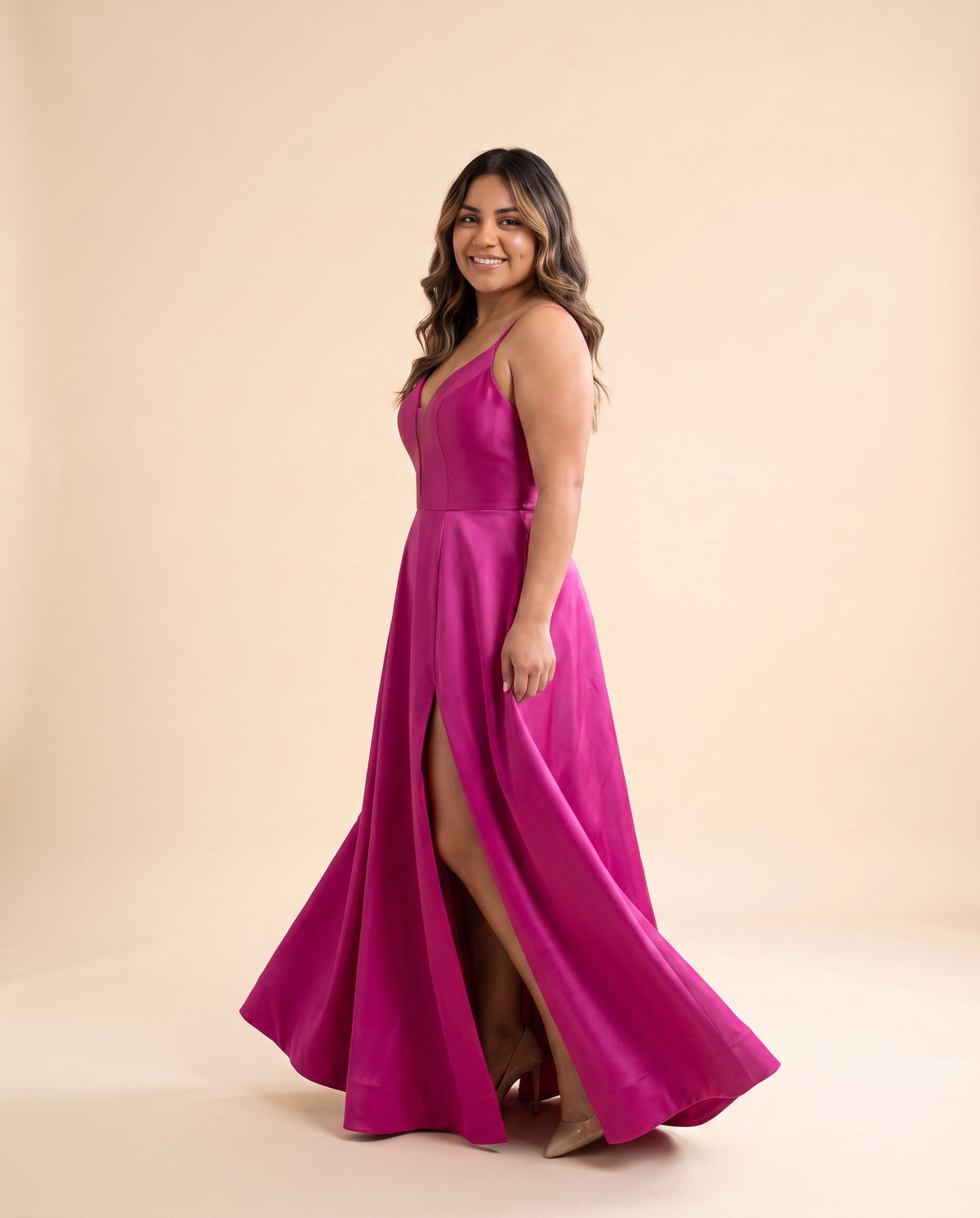 Robe Fluide Avec Fente Magenta