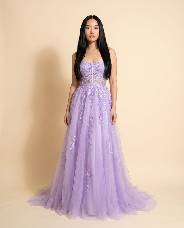 Robe Princesse Brodée Lilas
