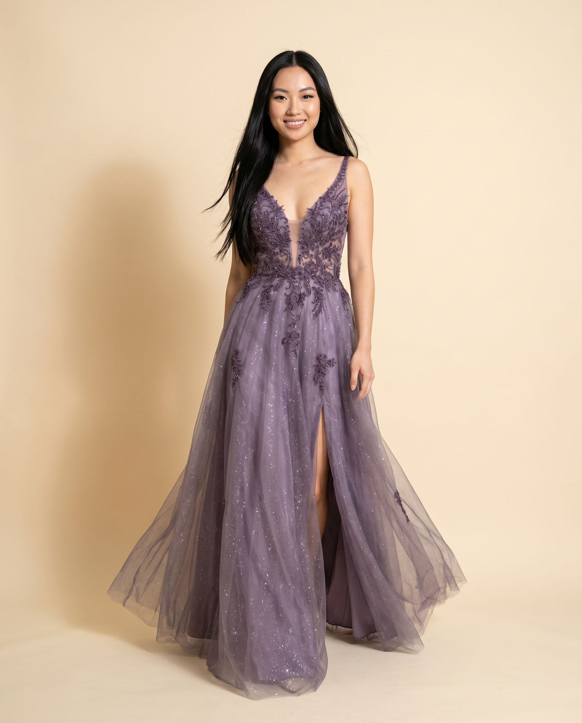Robe Princesse Avec Fente Bleu