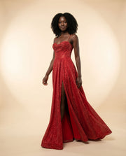 Robe Corset Scintillante Avec Fente Rouge