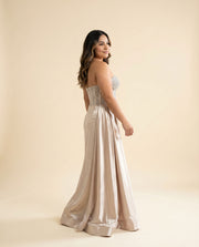 Robe À Corset Scintillant Nude