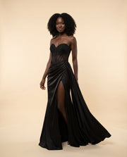 Robe Corset Avec Fente Noire