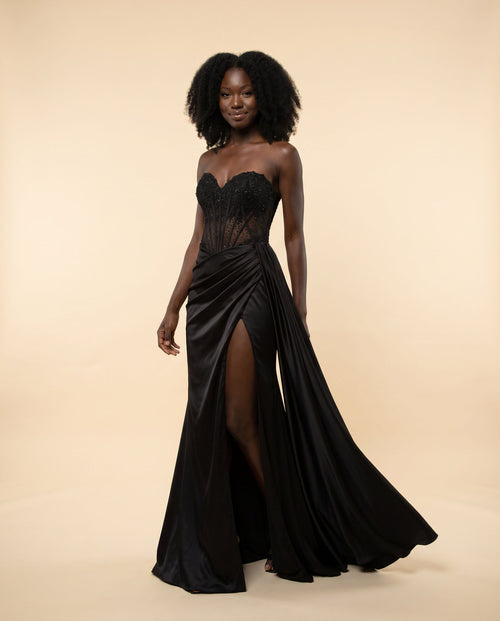 Amarra - Robe Corset Avec Fente Noire - Noir