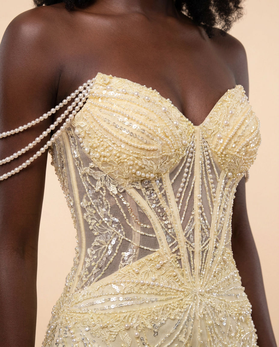 Robe Corset Jaune Perlé
