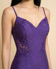 Robe Décolleté Brillante Prune