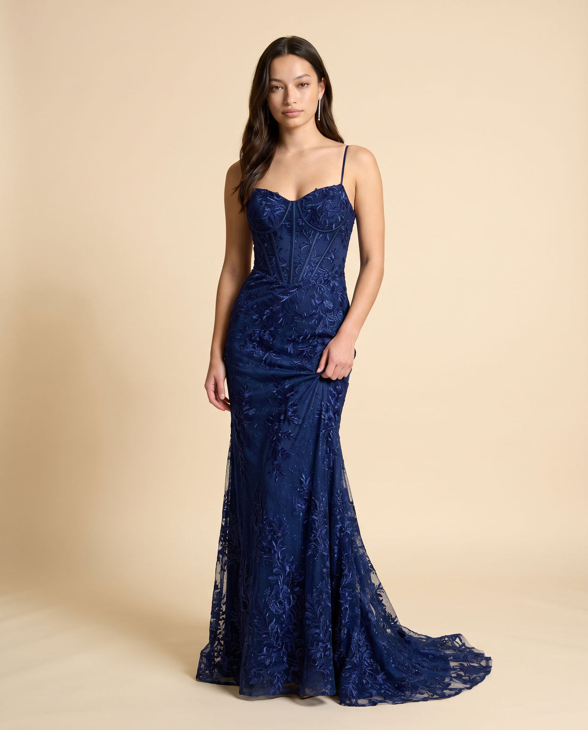 Robe À Broderies Marine