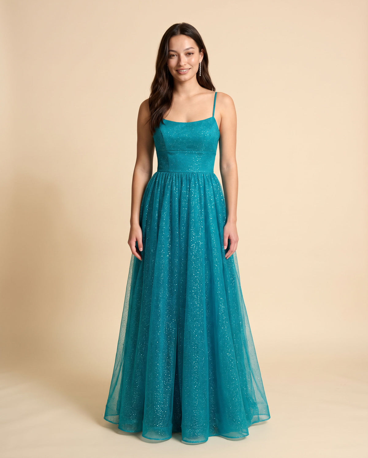 Robe Scintillante En Tulle Teal