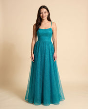 Robe Scintillante En Tulle Teal