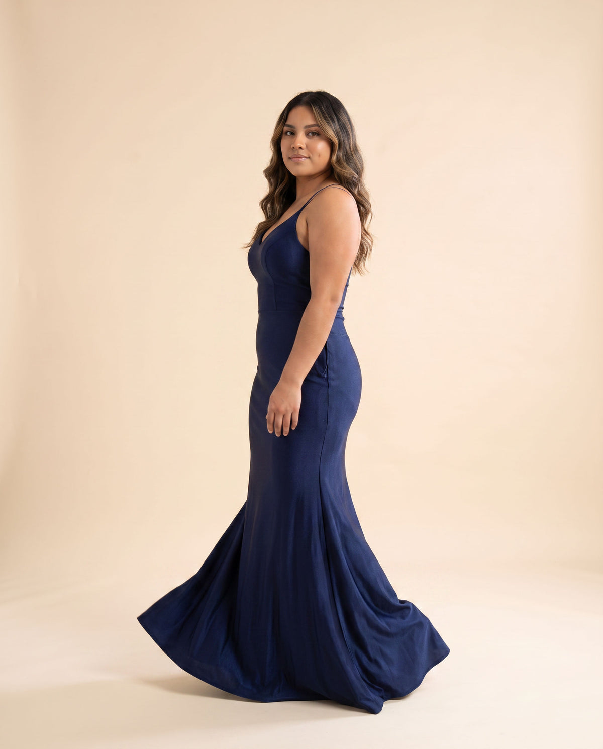 Robe De Satin Marine