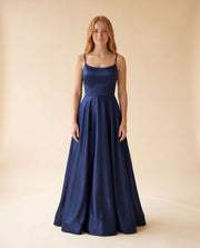 Robe Brillante Bustier Avec Fente Marine