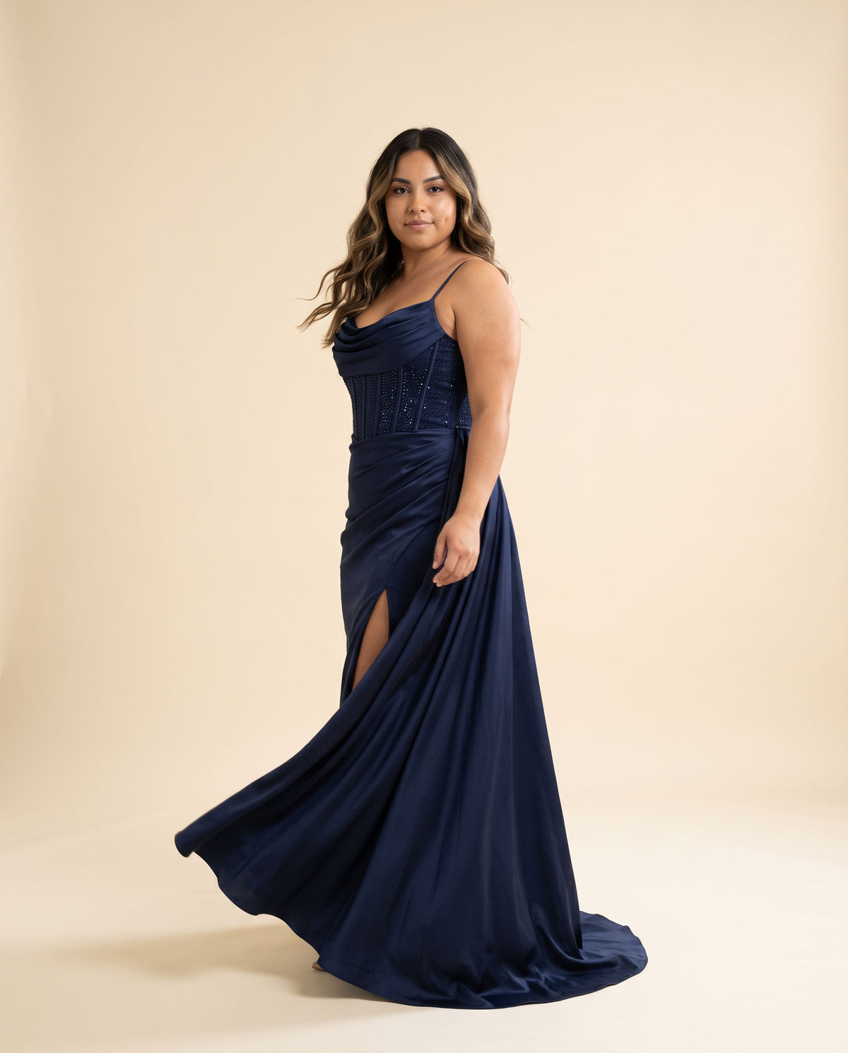 Robe Satinée Marine