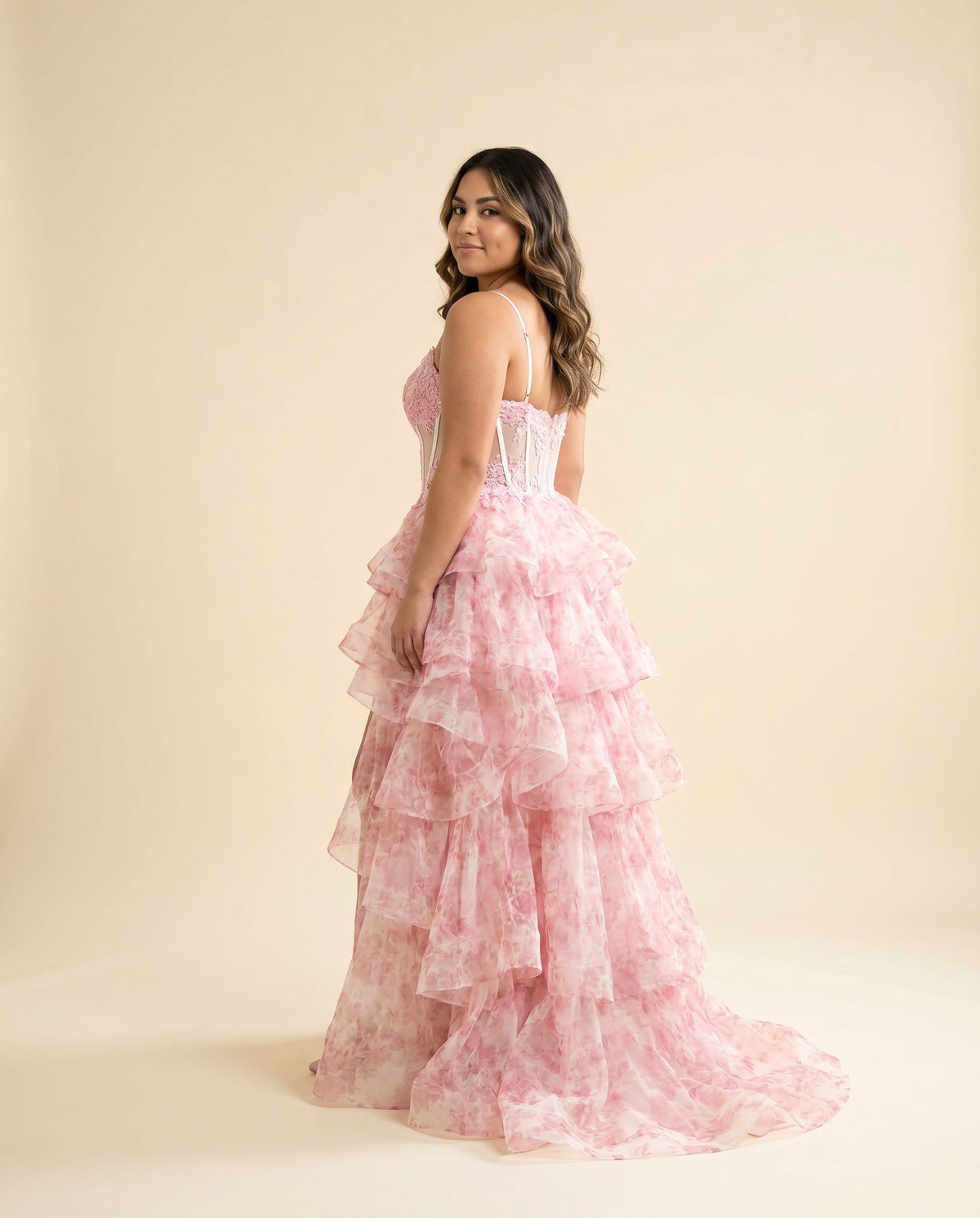 Robe Corset Fleurie Rose Pâle