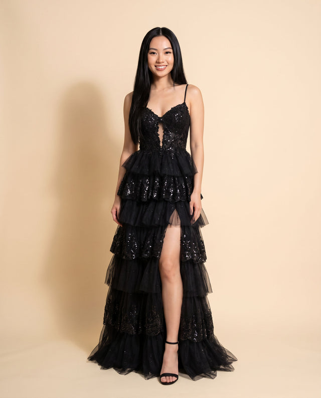 Robe À Étages Noire