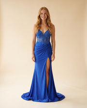 Robe Corset Ajustée Scintillante Royal