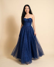 Robe scintillante bustier Marine