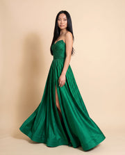 Robe Brillante Bustier Avec Fente Émeraude