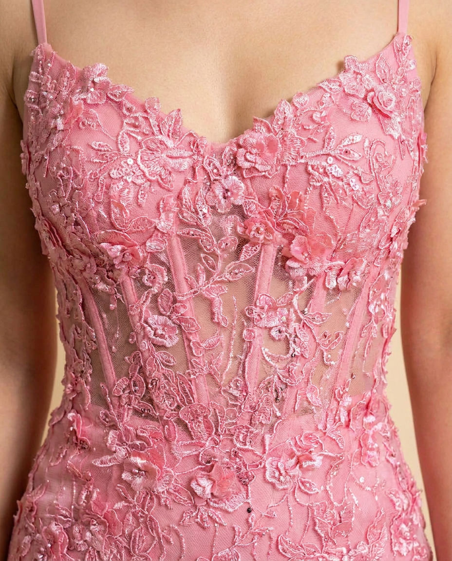 Lace Mermaid Gown Pink
