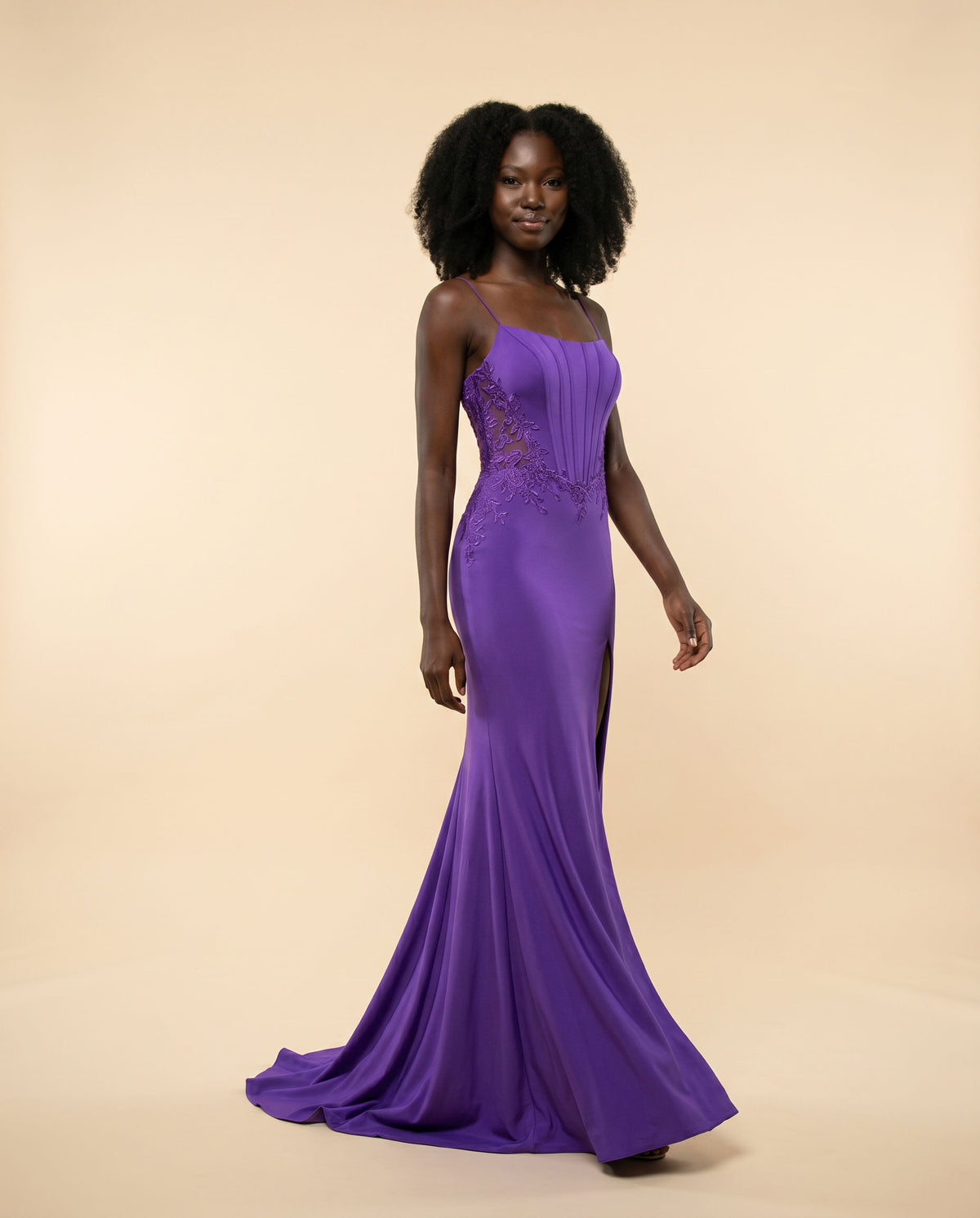 Robe Corset Col Droit Violet