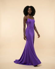 Robe Corset Col Droit Violet