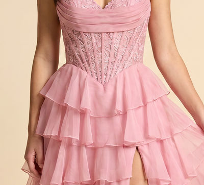 Robe Bustier Dos Lacé Rose
