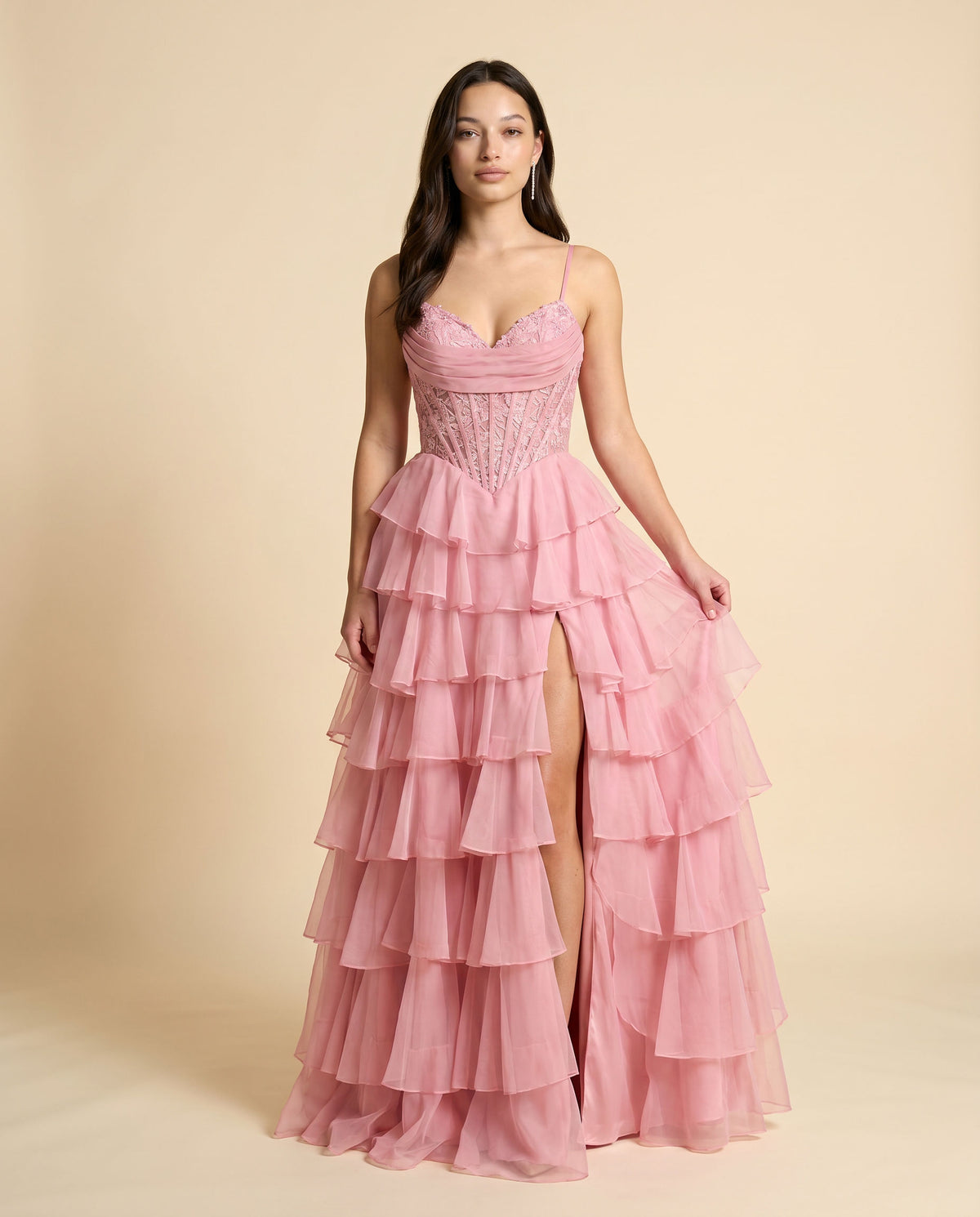 Robe Bustier Dos Lacé Rose