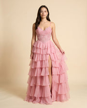 Robe Bustier Dos Lacé Rose