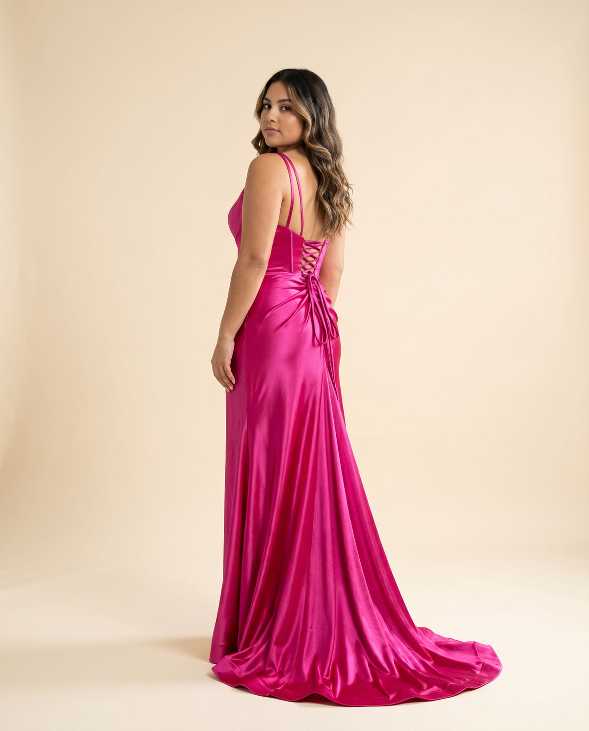 Robe En Satin Fuchsia