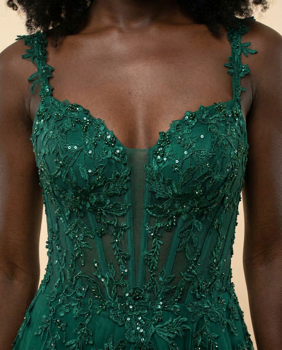 Robe Dentelle Émeraude