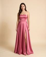 Robe Bustier En Satin Rose Flamboyant