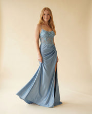 Robe Corset Bleu Acier
