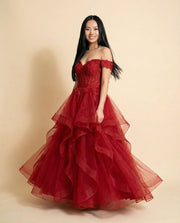 Beaded Gown Red