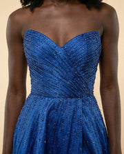 Robe Brillante Bustier Avec Fente Marine