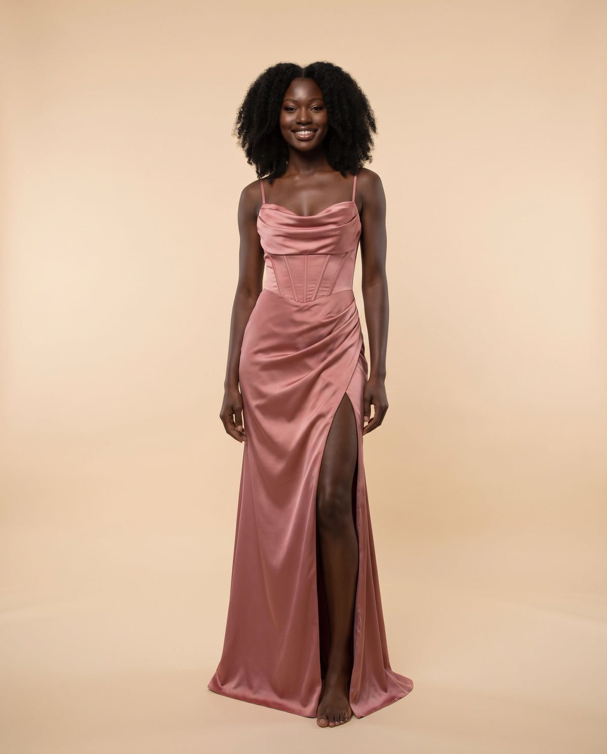 Robe Satinée Rose Désert
